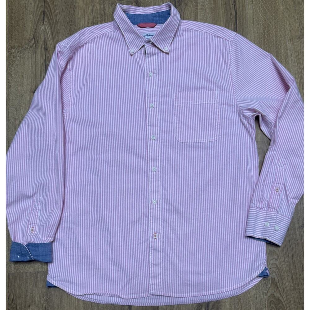 Tommy Bahama Shirt Mens Button Down Long Sleeve Flip Cuffs Size Medium Pink